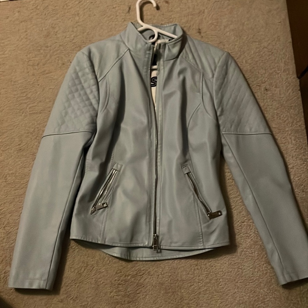 Guess Baby Blue Leather Jacket